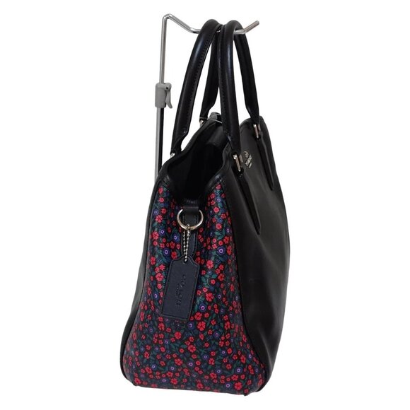 Auth COACH - F Black Red Multi Leather PVC Handbag - Picture 3 of 9